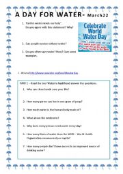 English Worksheet: A Day for Water - March 22