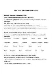 English Worksheet: Lets go grocery shopping