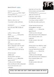 English Worksheet: Song Coldplay Speed of sound