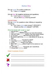 English Worksheet: some or any