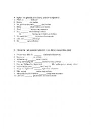 English Worksheet: personal pronoun and  possessive adjectives