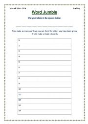 English Worksheet: Word Jumble