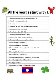 English Worksheet: All the Words Start with L