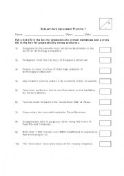 English Worksheet: Subject Verb Agreement Practice