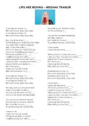 English Worksheet: Lips are moving - Megan Trainor