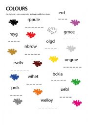 English Worksheet: Match the colours