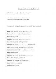 English Worksheet: Eating Out at your Favourite Restaurant