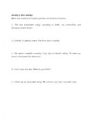 English Worksheet: Quotation differences between English and American 