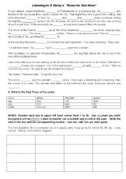 English Worksheet: Listening to OHenry Room for one more