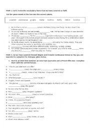 Worksheet to revise vocabulary, present simple and continuous with a reading task