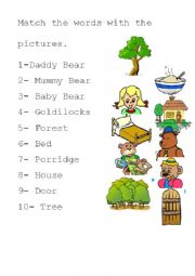 English Worksheet: Goldilocks