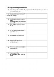 English Worksheet: Talking and writing about favourite music