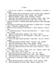 English Worksheet: Games-Quiz