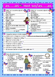 English Worksheet: As...as - not so/as...as