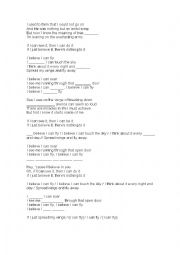 English Worksheet: I believe I can fly LYRICS