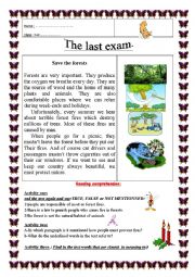 English Worksheet: Save the forests
