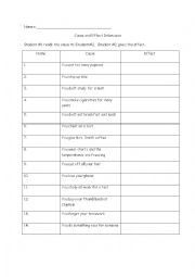English Worksheet: Cause and Effect Interview
