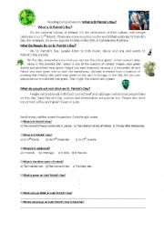 English Worksheet: Saint patricks day reading comprehension