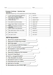 English Worksheet: Tag question practice