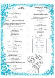 English Worksheet: Let it go Frozen