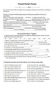 English Worksheet: present perfect tense