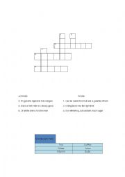 English Worksheet: Crossword drinks