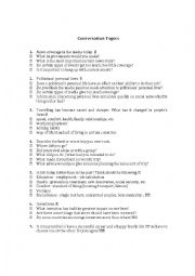 English Worksheet: Conversation Topics for Advanced Students