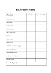 English Worksheet: Ice Breaker