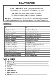 English Worksheet: relative clause presentation