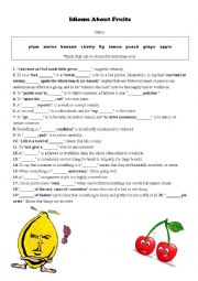 English Worksheet: Idioms About Fruits