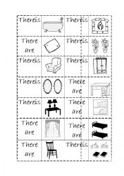 English Worksheet: There is/are domino