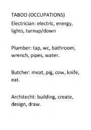 English Worksheet: Taboo Words