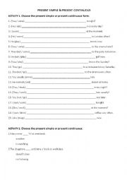 English Worksheet: Present simple and present continuous