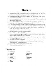 English Worksheet: Trinity - The Arts