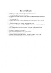 English Worksheet: Trinity - Economic issues