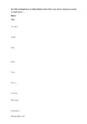 English Worksheet: Writing Frame for early stories