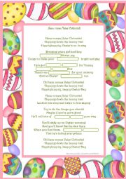 English Worksheet: Here comes Peter Cottontail - song lyrics + fill in the gaps 