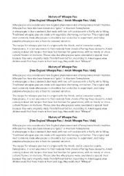 English Worksheet: Amish - History & recipe of whoopie pies