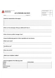 English Worksheet: formative test