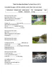 English Worksheet: Topic: Water Pollution (song task)