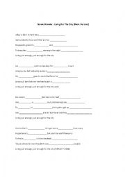 English Worksheet: Lyric Fill-In: Stevie Wonders Living for the City