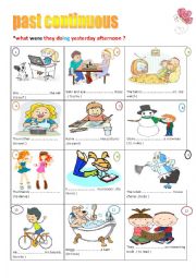 English Worksheet: what were they doing yesterday afternoon