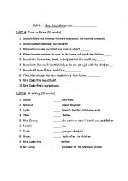 English Worksheet: Mrs. Doubtfire movie review and comprehension questions