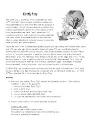 English Worksheet: International Earth Day