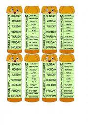 English Worksheet: Days of the week and Months of the year Bookmark
