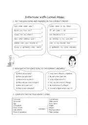 English Worksheet: Interview with Lionel Messi