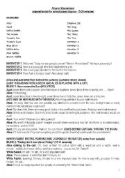 English Worksheet: Alice in Wonderland adapted script for school plays