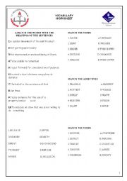 English Worksheet: VOCABULARY