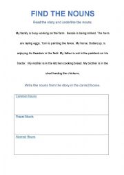 Find the nouns worksheet