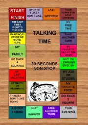 English Worksheet: Talking time board game